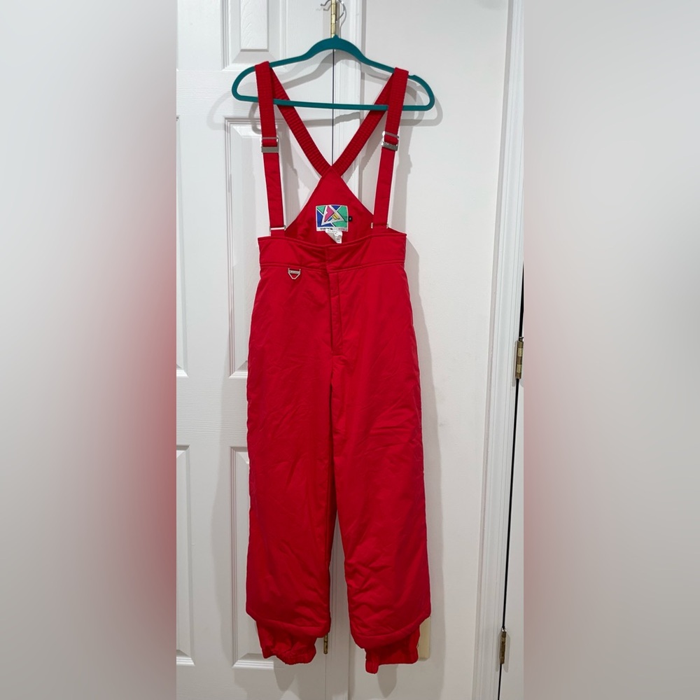 Vintage TYROLIA Kid’s Insulated Ski Bib Waterproof Red Snow Pants Size 16